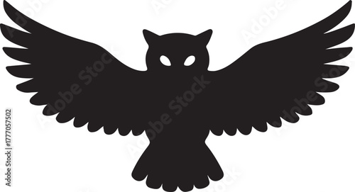 Owl Spread Wings Vector Silhouette