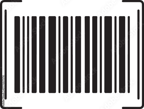Black and white barcode symbol with scanning brackets