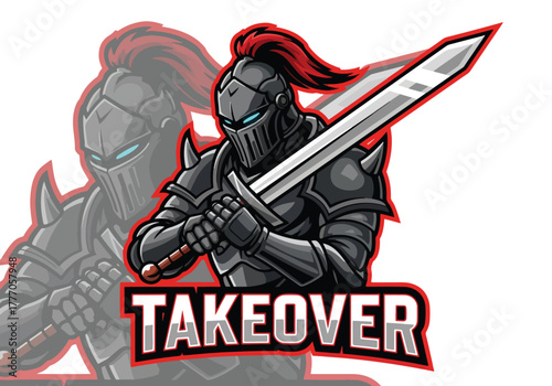 Gaming knight "takeover" logo for epic battles - Gaming logo - Gaming Mascot - esport mascot vector illustration