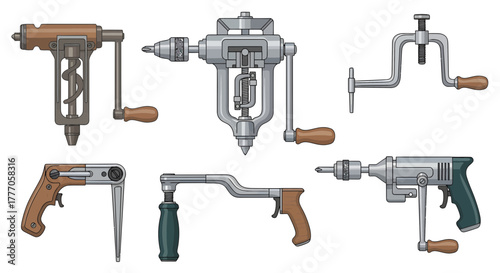 Set of precision power tools illustrated on a white background