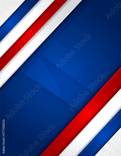Modern abstract blue background with red, white stripes