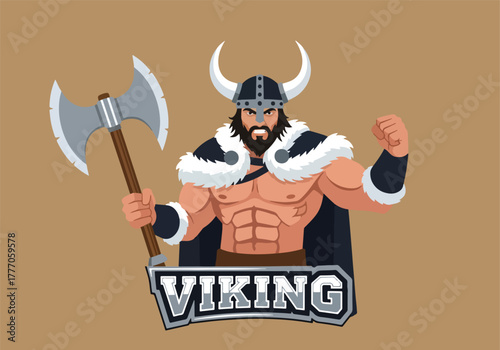 Mighty viking warrior logo with axe and helmet - Gaming logo - Gaming Mascot - esport mascot vector illustration
