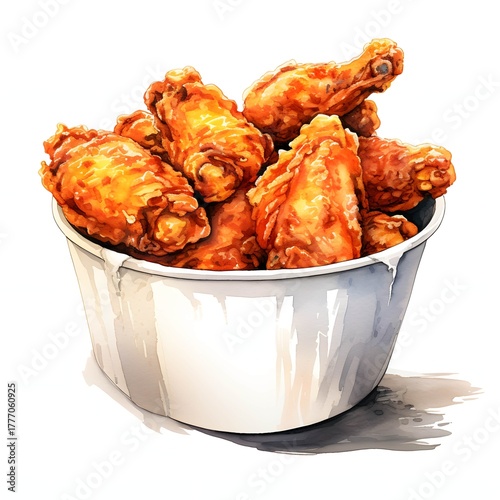 fried chicken wings in white bucket clip art preview