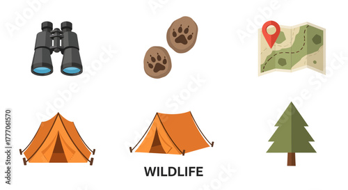 Camping adventure with wildlife exploration, trekking, outdoors, nature, and adventure activities