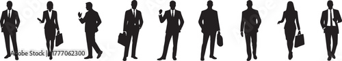 Professional business people silhouettes, diverse group of men and women workforce vector.