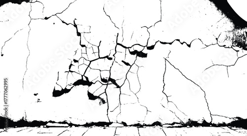 Crack in the Wall.  Texture for overlay. Wall Background. For designers to apply texture cracks to objects.

