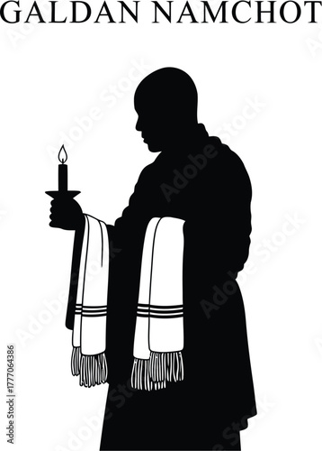 Galdan namchot with monk holding candle