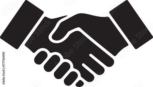 Black Silhouette of Handshake Deal Partnership Agreement Business Cooperation Vector Isolated on Transparent