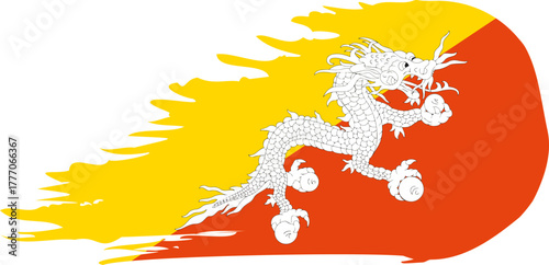 bhutan comet flag fly, grunge brush vector