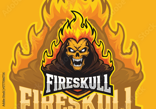 Fiery skull gaming logo emblem for esports teams - Gaming logo - Gaming Mascot - esport mascot vector illustration