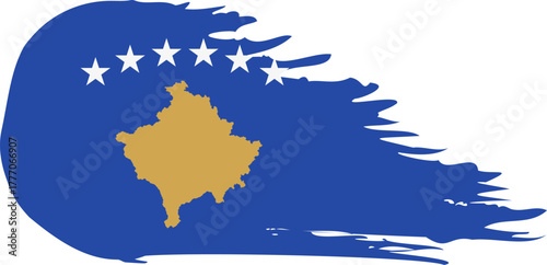 kosovo comet flag fly, grunge brush vector