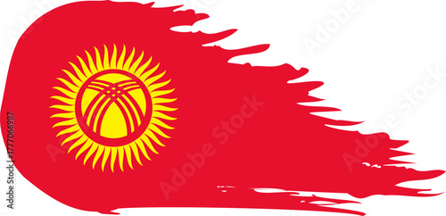 kyrgyzstan comet flag fly, grunge brush vector