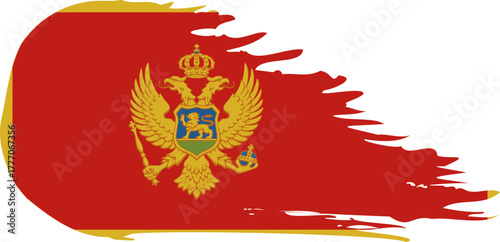 montenegro comet flag fly, grunge brush vector