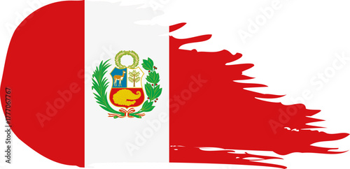 peru comet flag fly, grunge brush vector