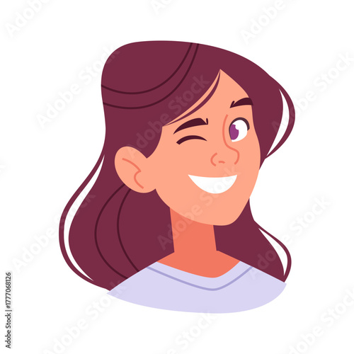 Young Woman Winking and Smiling Playfully with Happy Expression