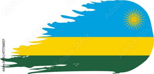 rwandan comet flag fly, grunge brush vector