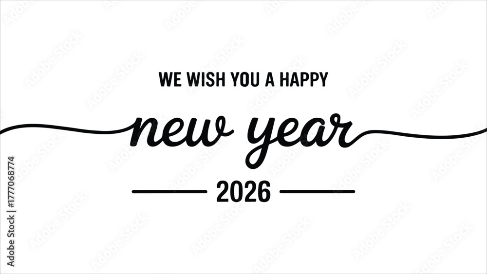 Obraz premium we wish you a happy new year 2026 happy new year text font calligraphy symbol decoration ornament number sale buyer promotion product advertisement festival