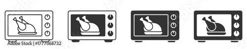 Microwave oven icon chicken in the oven vector illustration
