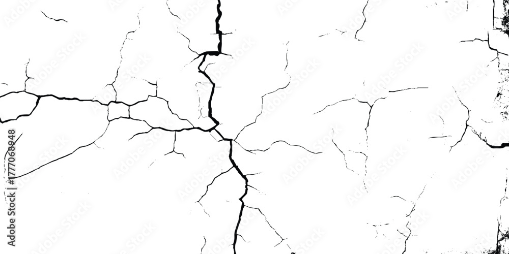 Obraz premium Cracks on the concrete wall. Cracks isolated on white background. Texture for overlay. Wall Background. For designers to apply texture cracks to objects.. 