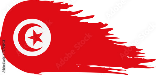 tunisia comet flag fly, grunge brush vector