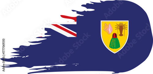 turks and caicos comet flag fly, grunge brush vector