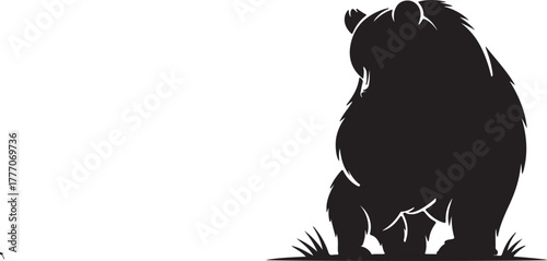 Vector Illustration of Mother Bear Holding Cub in Embrace Silhouette on Light Background, Suitable for Logo
