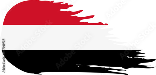 Yemen comet flag fly, grunge brush vector