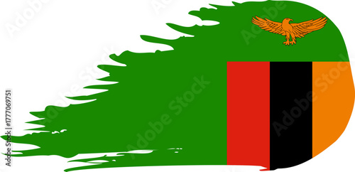 Zambia comet flag fly, grunge brush vector