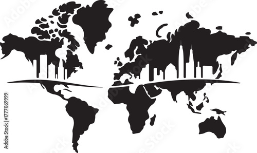 World Map Landmark City Building Modern Construction Skyscraper Global Travel Design Element Isolated On Transparent Background