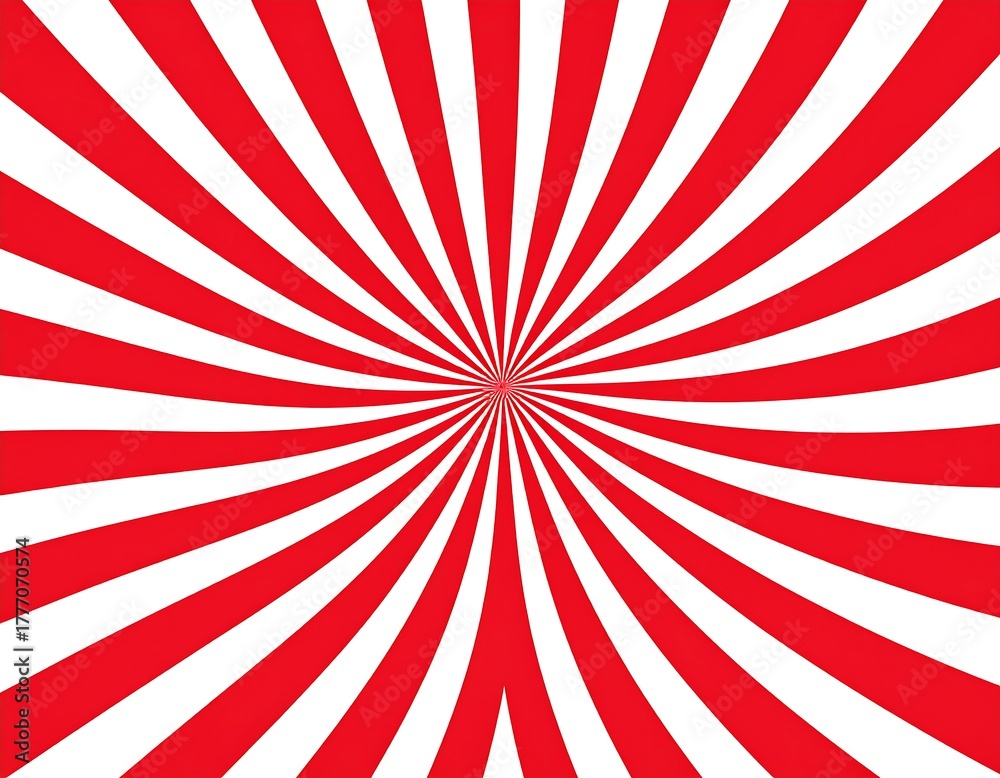 Fototapeta premium Red and white radial stripes radiating from a central point (1)