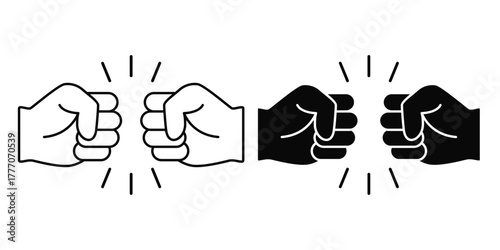 Boxing line icon or hand punch icon