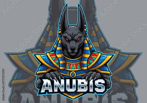 Anubis gaming logo with egyptian warrior style - Gaming logo - Gaming Mascot - esport mascot vector illustration