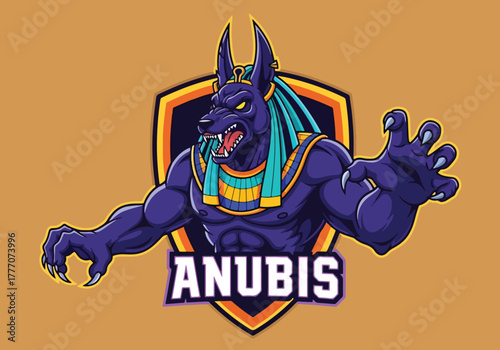 Anubis gaming logo design fierce egyptian god mascot - Gaming logo - Gaming Mascot - esport mascot vector illustration
