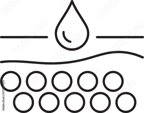 Skin layer absorption of liquid drop illustration