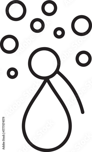 Hand drawn illustration of a single drop with bubbles rising