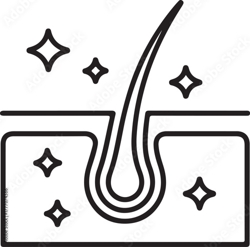 Healthy hair follicle icon with sparkles and shine