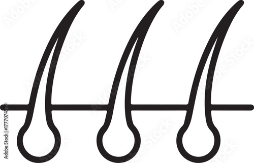 Simple line art icon of three hair follicles