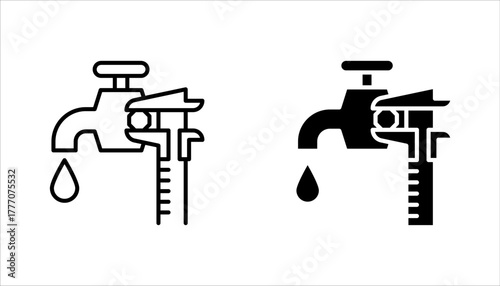 Pipe repair linear icon set, plumbing, pipe and wrench. vector illustration on white background