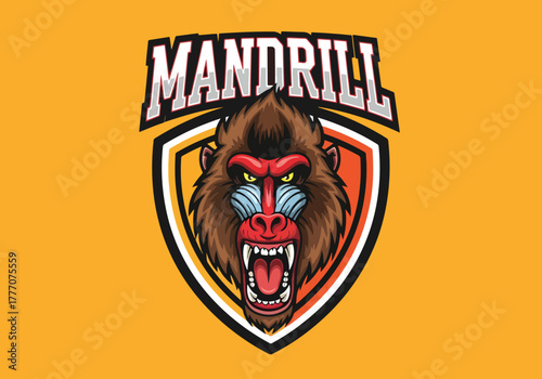 Fierce mandrill gaming logo fierce animal design - Gaming logo - Gaming Mascot - esport mascot vector illustration