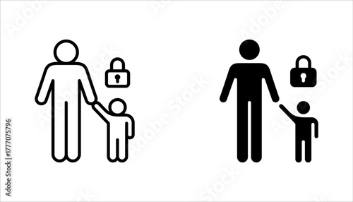 parental control line icon set, vector illustration on white background