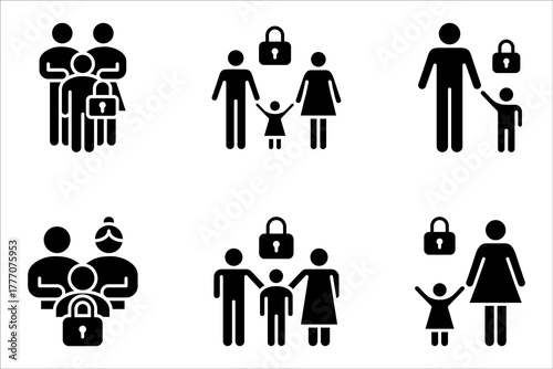 parental control line icon set, vector illustration on white background