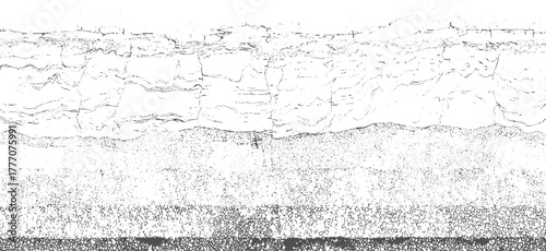 Abstract black and white textured background with layered rock strata and granular patterns vector