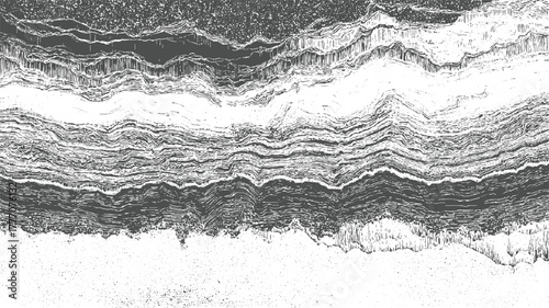 Abstract layered grey and white textured background with rough edges vector