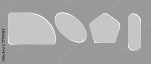 Modern abstract geometric shapes with glassy effect, neutral background