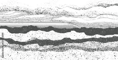 Abstract monochrome layered texture with granular and linear patterns vector