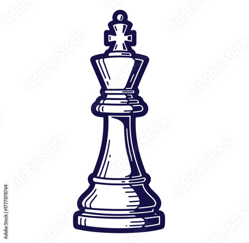 Elegant vector illustration of a classic chess king piece in minimalist design