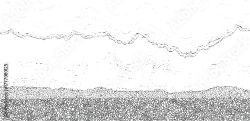 Abstract monochrome texture with layered wavy lines and pebble pattern background