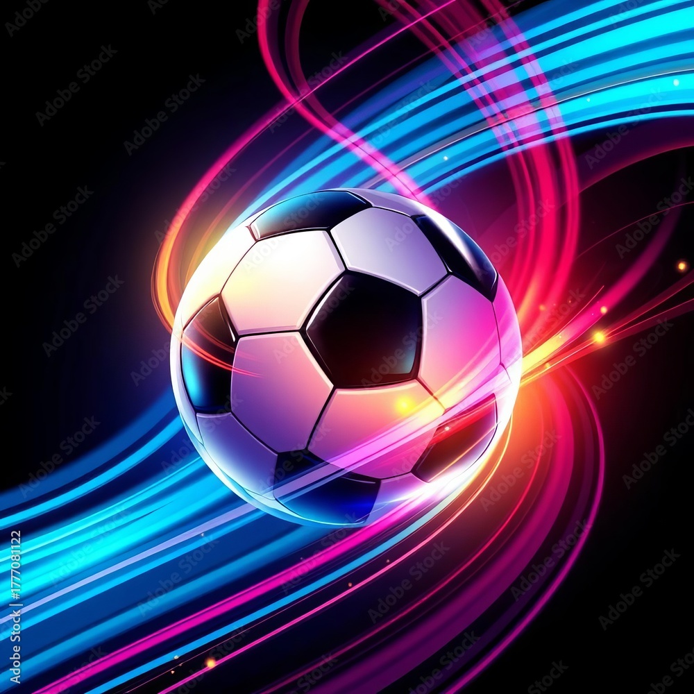 Naklejka premium Abstract graphic of dynamic soccer ball movement lines, blurred, athletic