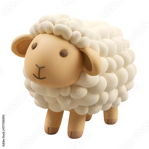 Adorable sheep 3d style on transparent background