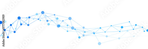 Abstract geometric network connecting dots and lines. Blue digital technology futuristic communication high tech on transparent background